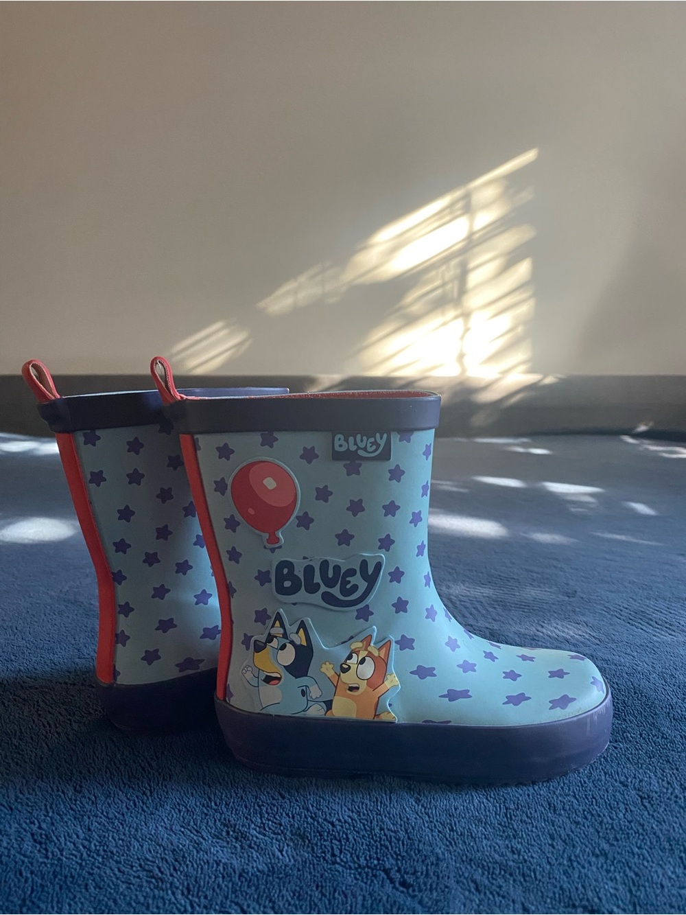 Bluey Kids Light Blue & Purple Rain Boots with Red Trim